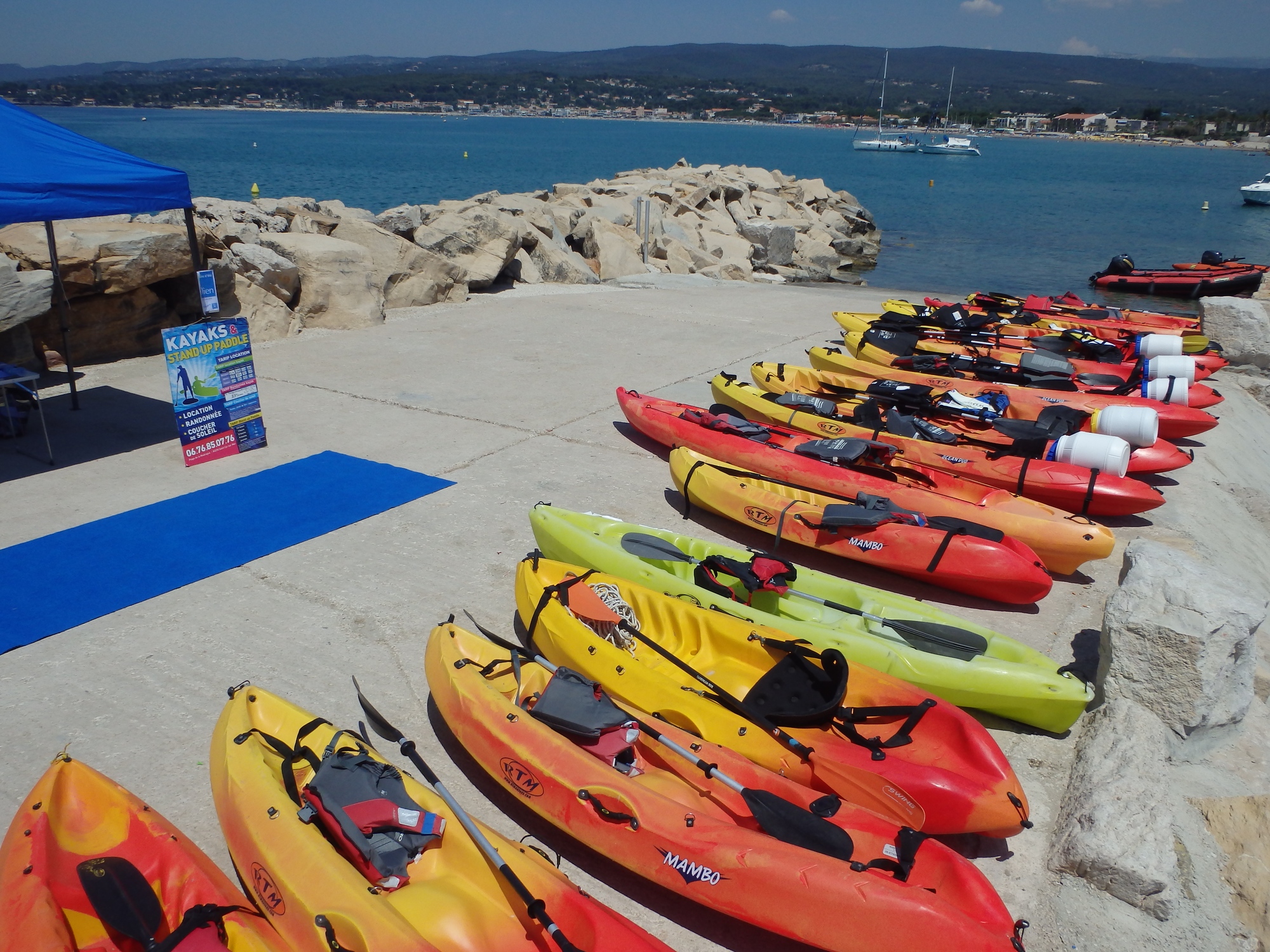 Location de kayaks, stand up paddles, finboards vision et pédalos