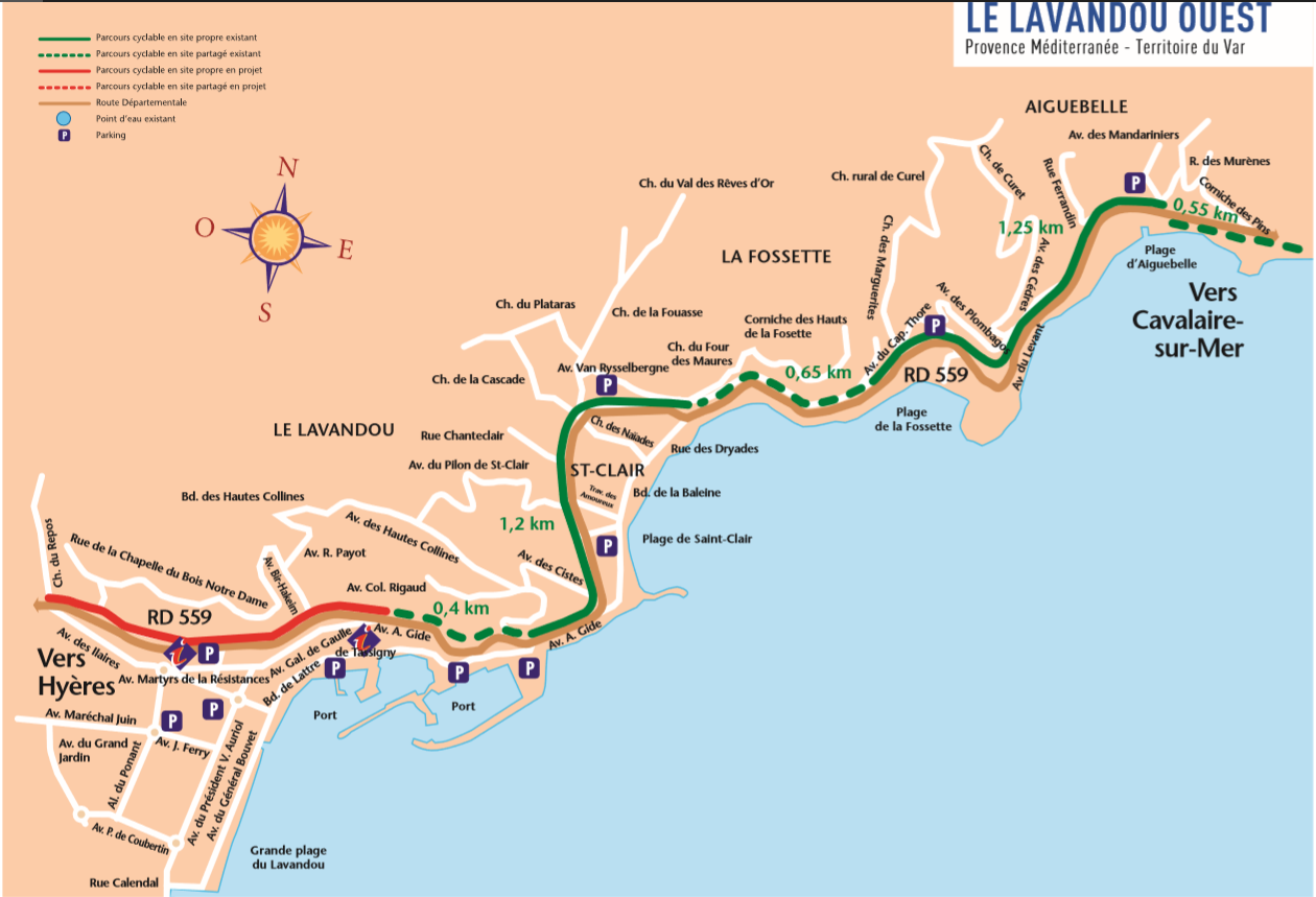 Plan vélo Lavandou ouest